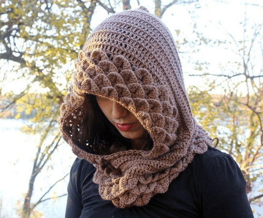 Beige Hood Scarf Brown Hood Cowl Rain Scarf Cowl Easy to Wear 