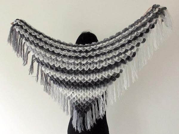 Crocodile Stitch Triangle Shawl Crochet Pattern by Bonita Patterns