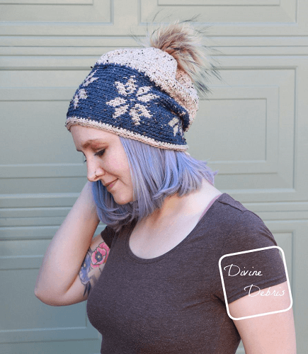 Dancing Snowflakes Beanie Free Crochet Pattern by Divine Debris