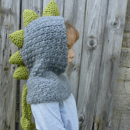 Dinosaur Hooded Cowl Crochet Pattern by The Yarn Genie