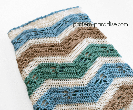 Dragonfly Chevron Baby Blanket Crochet Pattern by Pattern Paradise