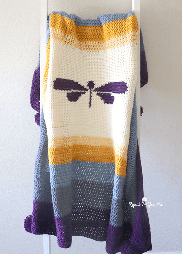 Dragonfly Crochet Blanket Pattern by Repeat Crafter Me