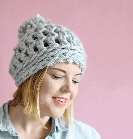 Easy Chunky Crochet Beanie Pattern by Persia Lou