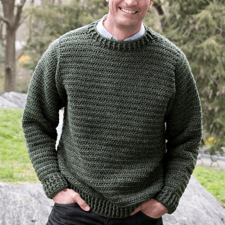 Father Crochet Pullover Sweater Pattern by Red Heart