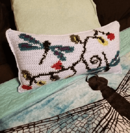 Flight Of The Dragonfly Pillow Crochet Pattern by Joy Of Motion Crochet