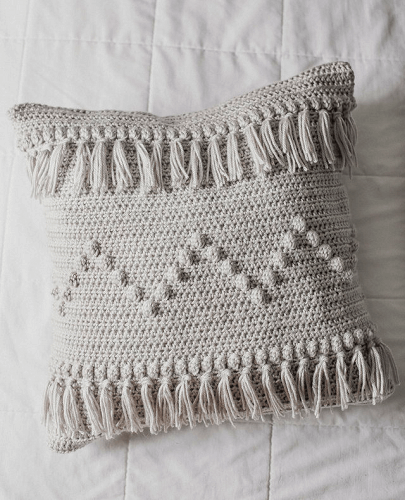 Funky Fringe Pillow Crochet Pattern by Megmade With Love