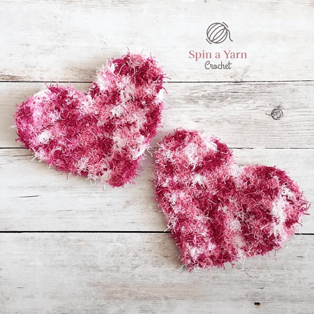 Heart Shaped Dish Scrubber Crochet Pattern by Spin A Yarn Crochet