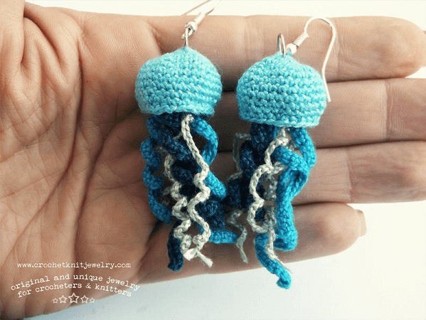 Jellyfish Crochet Earrings Pattern by Crochet Knit Jewelry