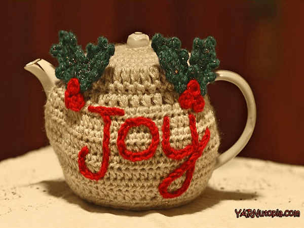 Joyful Teapot Cozy Crochet Pattern by Yarnutopia