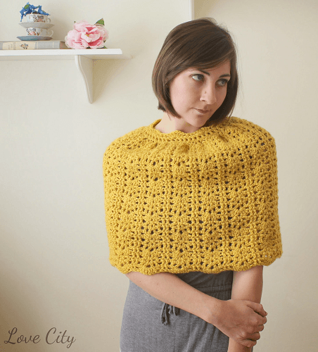 Lacy Bell Crochet Capelet Pattern by Love City