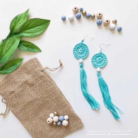 Mint Spirit Earrings Crochet Pattern by Sweet Softies