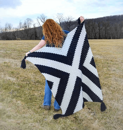 Modern Corner To Corner Crochet Blanket Free Pattern by Fly The Distance Co