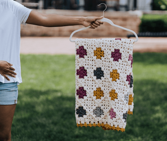 Modern Granny Square Blanket Crochet Pattern by TL Yarn Crafts