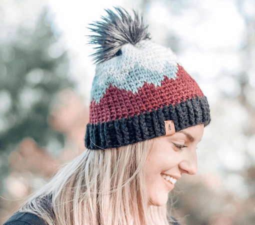 Mountain Range Crochet Beanie Pattern by Wild Sapling