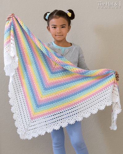 Pastel Rainbow Shawl Crochet Pattern by The Hat And I