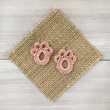 Paw Print Earrings Crochet Pattern by Simply Hooked By Janet