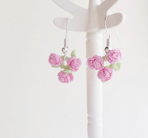 Roses Crochet Earrings Pattern by Lucia Knit