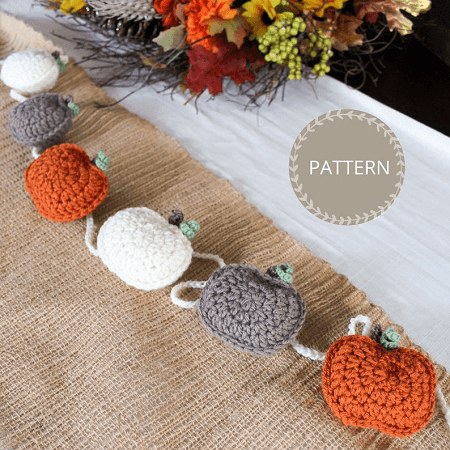 Rustic Garland Crochet Pumpkin Pattern by The Knotted Nest Shop