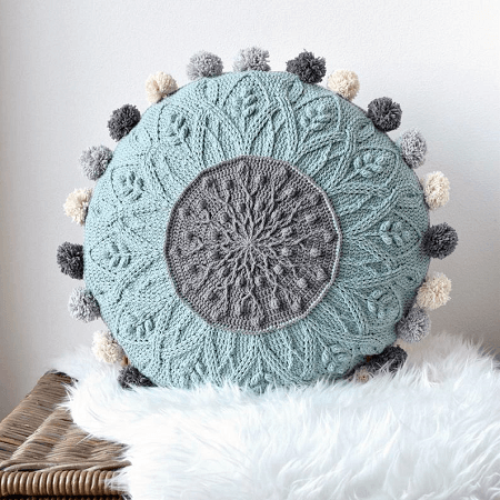 Prettyia Round Crochet Pillow Cases Cushion Cover Includes Pillow Core 