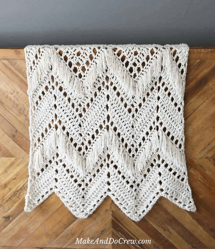 Sedona Fringed Crochet Blanket Pattern by Make And Do Crew