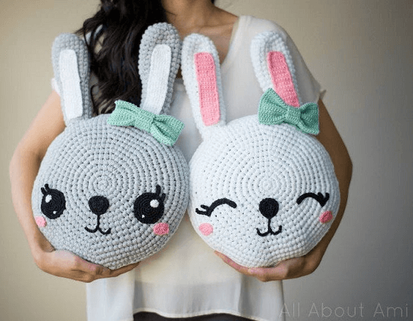 Snuggle Bunny Pillows Crochet Pattern by All About Ami