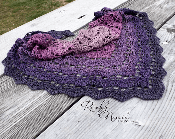 Sugar Plum Triangle Shawl Crochet Pattern by Rachy Newin Designs