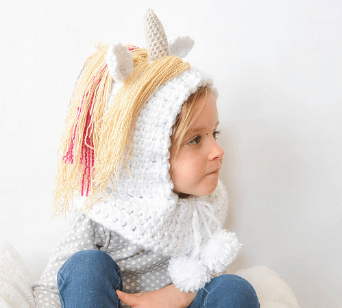 Unicorn Hooded Cowl Crochet Pattern by Mama In A Stitch