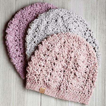 Velvet Lace Beanie Crochet Pattern by Kathy's Crochet Closet