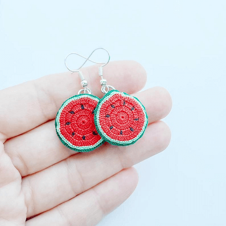 Watermelon Earrings Crochet Pattern by Lucia Knit