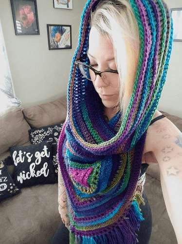 Wild Oleander Hooded Cowl Crochet Pattern by Wickedly Handmade