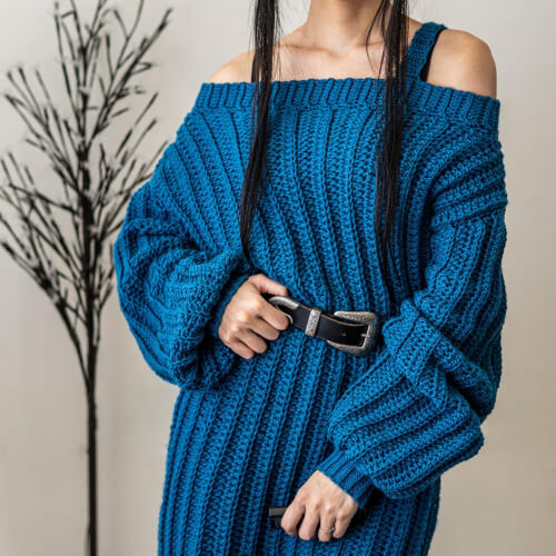 Crochet Single Sleeve Sweater Dress Pattern by TCCDIY