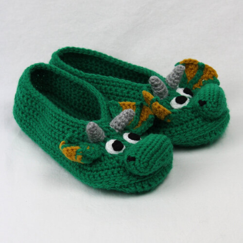 Draco the Dragon Crochet Slippers Mens Pattern from TheCheerfulChameleon