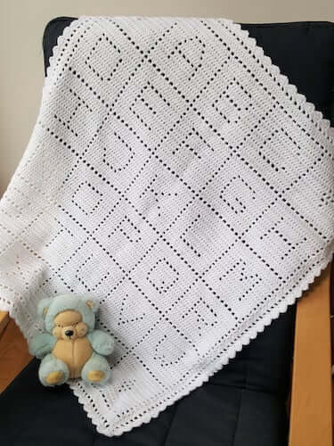 Alphabet Blanket Filet Crochet Pattern by Avondale Patterns