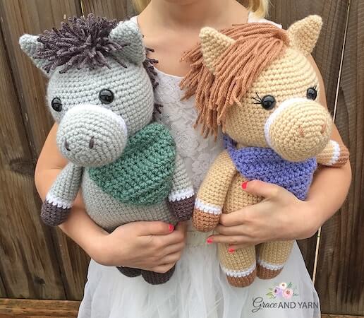 Amigurumi Horse And Donkey Crochet Pattern by Grace And Yarn