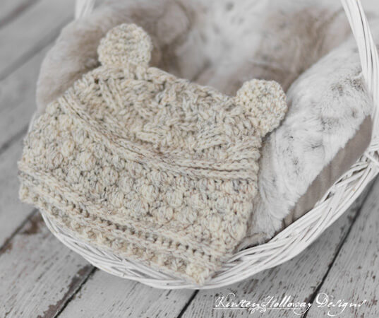 Bear Hugs Baby Beanie Crochet Pattern by Kirsten Holloway Designs