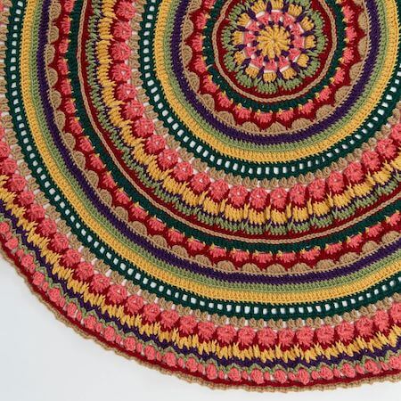 Circular Fall Mandala Throw Crochet Pattern by Red Heart