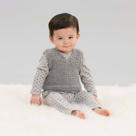 Crochet Baby V-neck Vest Pattern by Red Heart