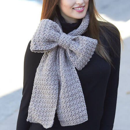 Crochet Bow Scarf Pattern by Yarnspirations