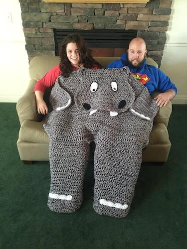 Crochet Bulky Hippo Blanket Pattern by Dana Dee Crochet