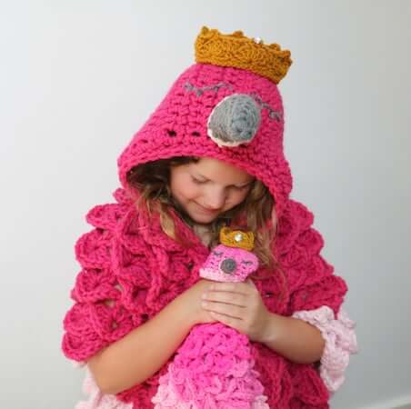 Crochet Flamingo Hooded Blanket Pattern by MJ's Off The Hook Designs