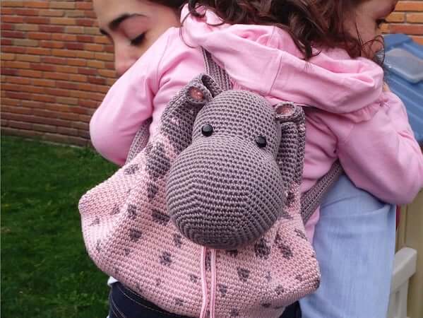 Crochet Hippo Backpack Pattern by Chabe Patterns