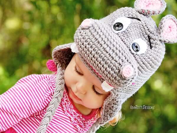 Crochet Hippo Hat Pattern by Ira Rott Patterns