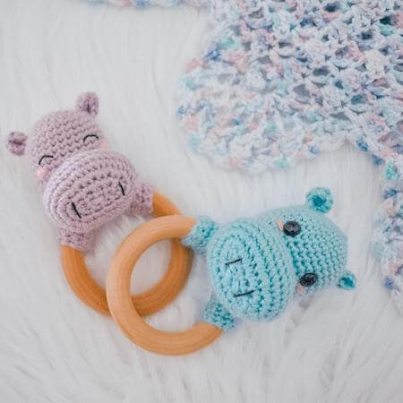 Crochet Hippo Rattle Pattern by A Purpose And A Stitch