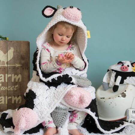 Crochet Hooded Cow Blanket Pattern by Mj's Off The Hook Designs