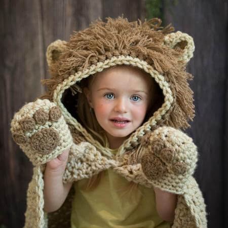 Crochet Hooded Lion Blanket Pattern by MJs Off The Hook Designs