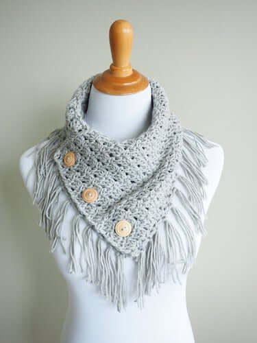 Easy Breezy Buttoned Cowl Crochet Pattern by Dabbles And Babbles