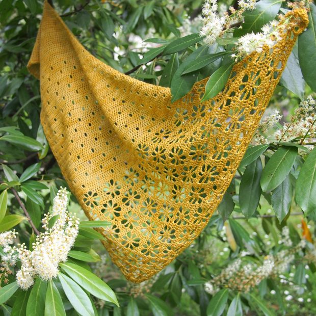 Falling Blossoms Shawl Crochet Pattern by Ana D Design