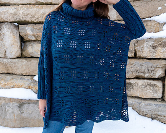 Filet Poncho Crochet Pattern by Heart Hook Home