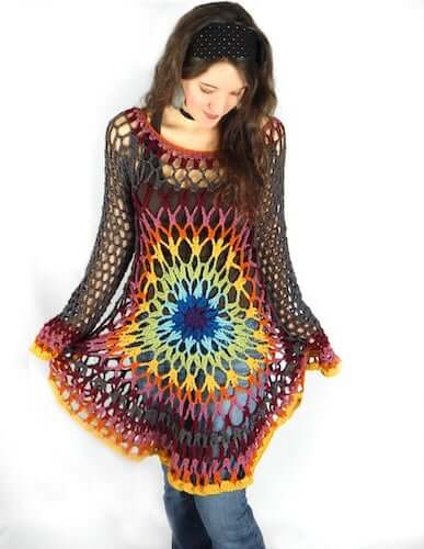 Floral Mandala Sweater Crochet Pattern by Morale Fiber