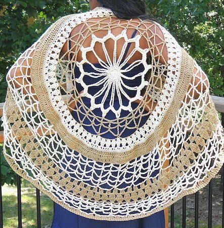 Flower Mandala Circle Poncho Crochet Pattern by Creations By Courtney 